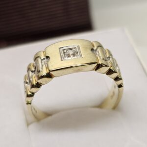 20,5 mm Ring Goldring Gold 585 teilplatiniert Diamant Brillant Design Vintage elegant GR326