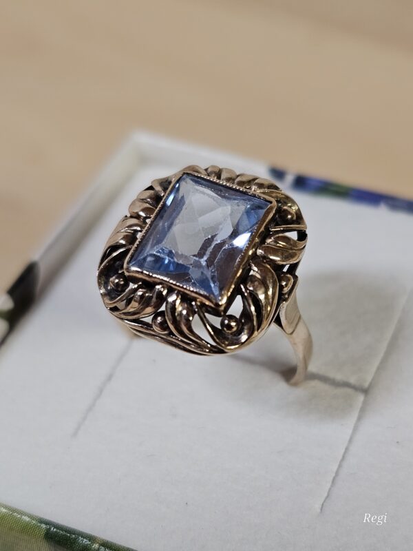 17,2 mm Art Deco Ring Gold 333 Topas Blautopas Shabby Vintage elegant selten rar GR346 – Bild 3