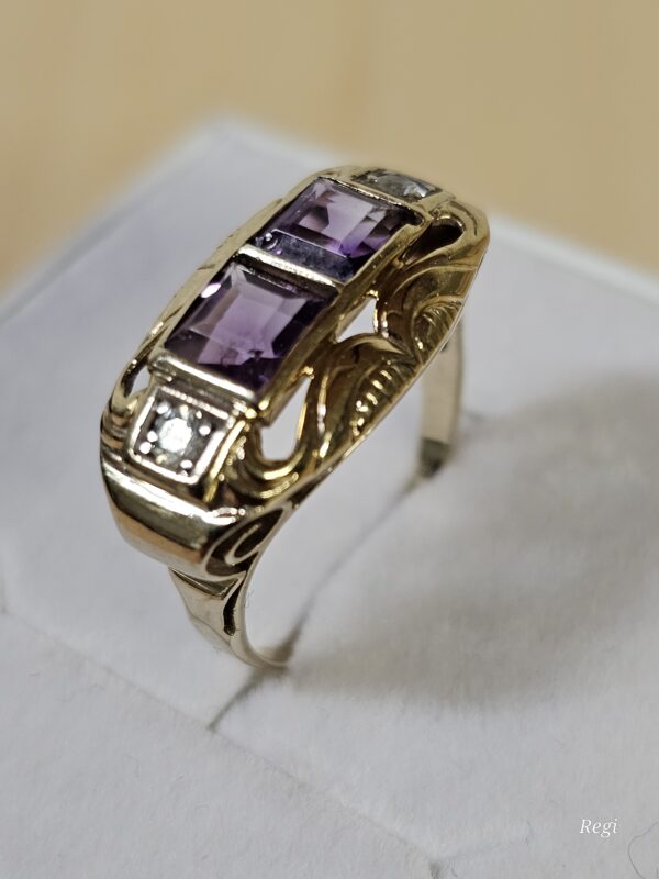 16,6 mm Art Deco Ring Gold 333 Amethyst Kristalle klar Shabby Vintage Design elegant GR347